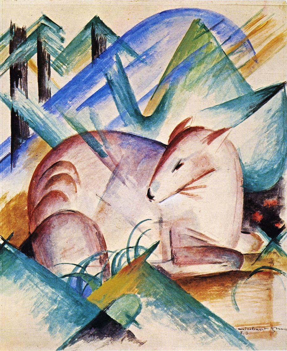 (image for) Handmade oil painting Copy paintings of famous artists Franz Marc's art Red Deer 1913